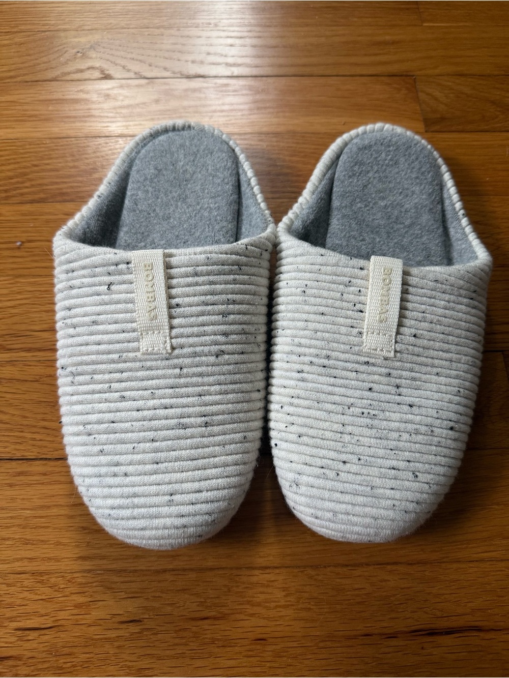 Bombas Kids' Light Grey Ribbed Slip-On Slippers